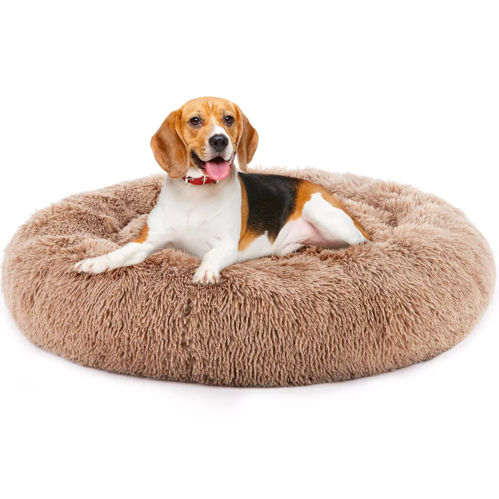 Musment Anti-Slip Round Fluffy Plush Faux Fur Cat Bed, Fits up to 25 lbs Pets