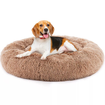 Musment Anti-Slip Round Fluffy Plush Faux Fur Cat Bed, Fits up to 25 lbs Pets