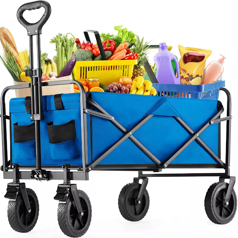 Musment Folding Wagon Heavy Duty,Foldable Utility Cart with Wheels, Camping & Shopping, Heavy Duty Utility Wagon