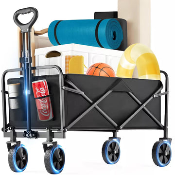 Musment Collapsible Wagon Cart, Portable Utility Wagon for Camping, Beach, Picnic, Shopping, Sports, and Grocery Transport