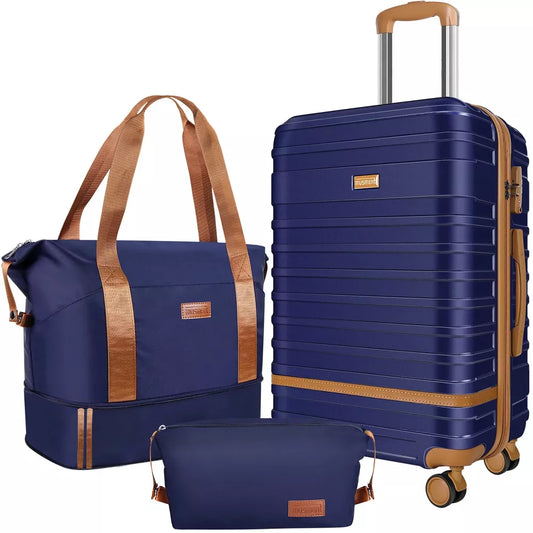 Musment 20 Inch Expandable Carry-on Suitcase Set 3 Piece Carry On Hardside Luggage with TSA Lock Spinner Wheels