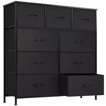 Tall Dresser Fabric Storage Tower ,Wooden Top for Kid Room, Closet, Entryway, Nursery