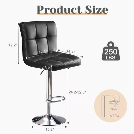 Musment Bar Stools Set of 4, Counter Height Barstools,Square Seat Cushion Barstool with Back, Height Adjustable PU Leather Swivel Barstool