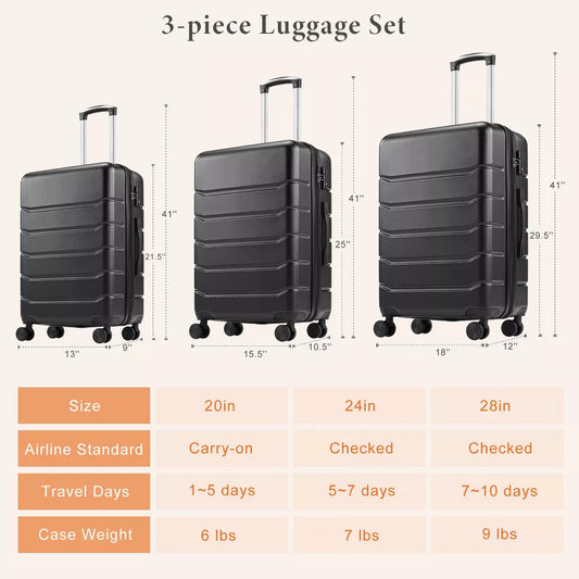 Musment Luggage, Expandable Hardside Suitcase with Spinner Wheels, Hard Shell ABS Durable Lightweight Travel Luggage with TSA Lock