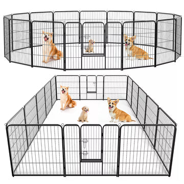 Musment Dog Playpen Indoor Fence 16Panel 40" Height Metal Exercise Pen with Door Small Puppy/Medium/Large Dogs Animal Pet for Outdoor, Garden, Yard