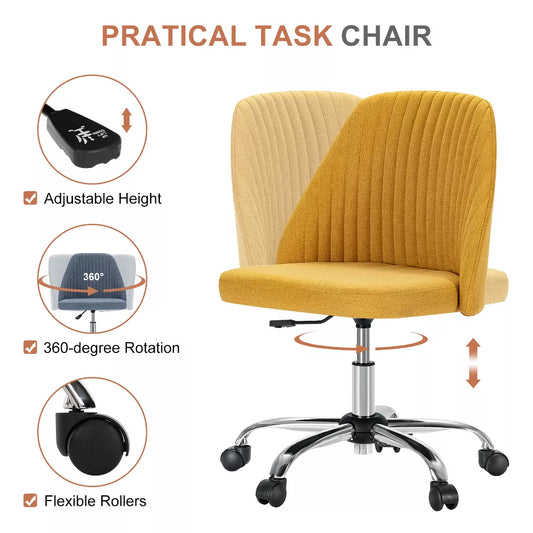 Musment Modern Fabric Armless Adjustable Swivel Office Desk Chairs with Wheels