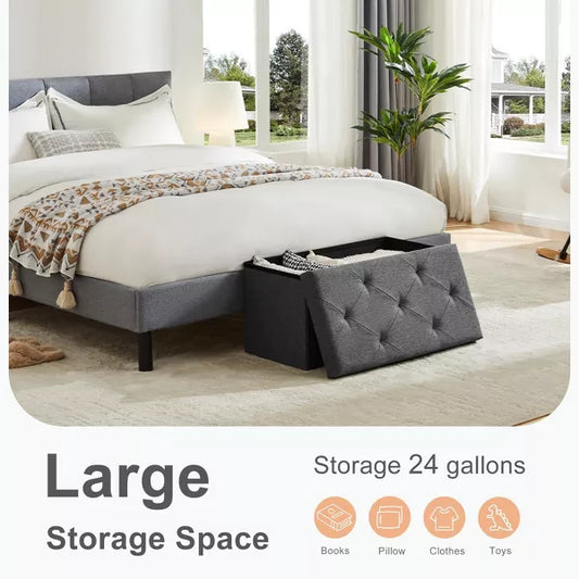 Musment Storage Ottoman with Thicker Foam Padded Seat, Folding Foot Rest for Living Room End of Bed Bench