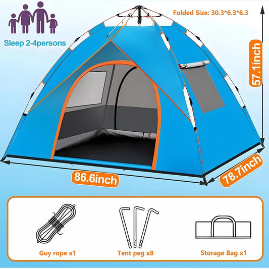 Musment 3/4-Person Pop Up Camping Tent with 2 Doors & 2 Windows for Camping