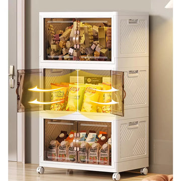 Musment Stackable Storage Bins with Lid, Closet Organizer and Storage Drawer, Collapsible Storage Box with Wheels for Living Room,Office,Dorm
