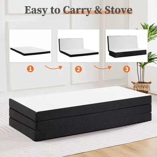 3-4 Inch Premium Tri-fold Dual Sided Memory Foam Mattress