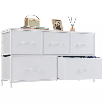 Tall Dresser Fabric Storage Tower ,Wooden Top for Kid Room, Closet, Entryway, Nursery