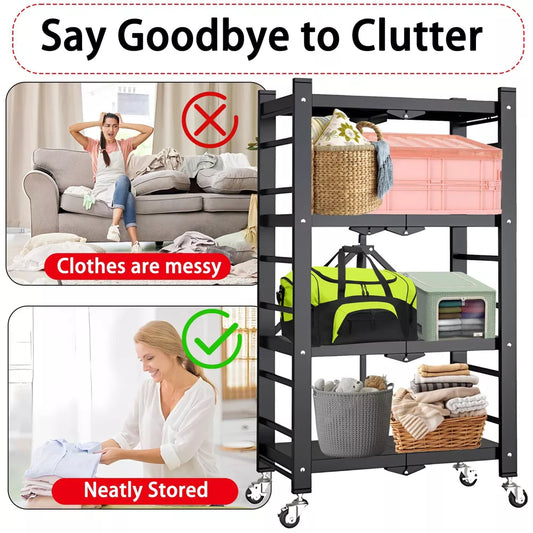 Musment Foldable Metal 28"W x 13.9"D x 62.20"H Storage Shelf Unit, Holds up to 397 lb Maximum Load Weight