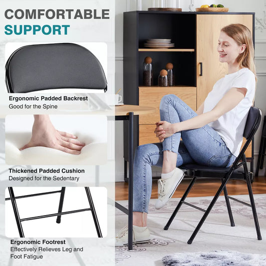Musment Folding Chair with Vinyl Padded Seats ,Portable Dining Chairs