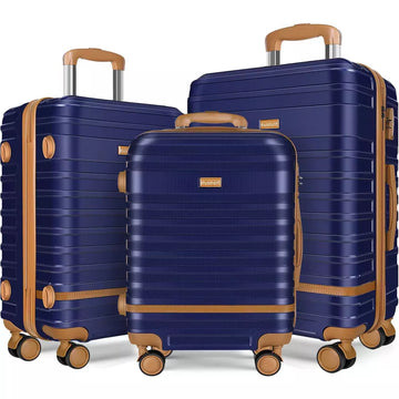 Musment 3 Pcs ABS Hardside Luggage Sets TSA Lock Spinner Wheel Suitcases, 20/24/28 Inch