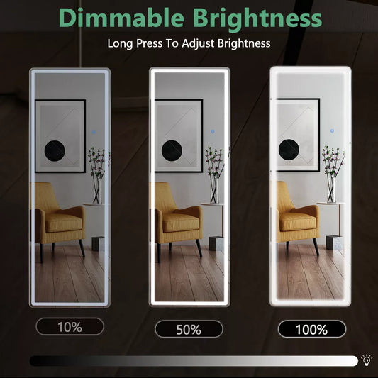Musment 3 Color Lighting Mirror with LED Lights, Lighted Floor Standing Mirror with Stand, Wall Mounted Hanging