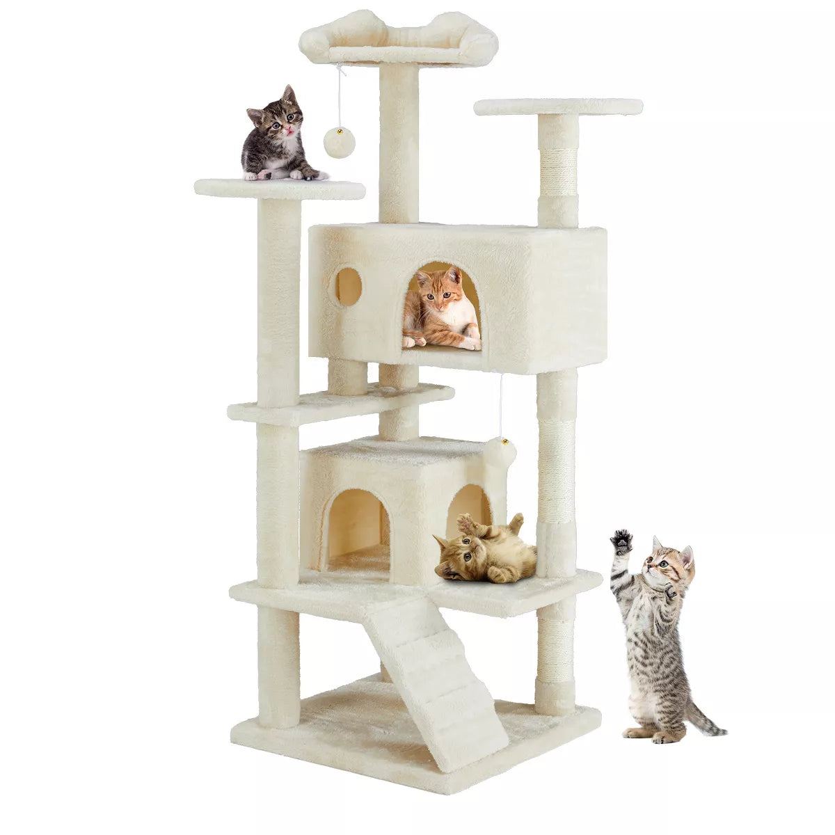 Musment Multi-functional cat tree house cat climbing frame, lounge and recreation area detachable toy, 54in