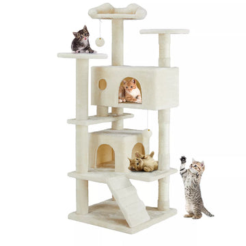 Musment Multi-functional cat tree house cat climbing frame, lounge and recreation area detachable toy, 54in