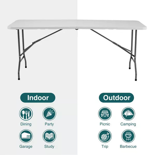 Musment Folding Table Outdoor Indoor Heavy Duty Portable Table with Carrying Handle for Camping Picnic Party