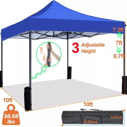 Musment Canopy Tent, 10x10 ft Easy Pop up Outdoor Tent, Portable Straight Leg Gazebo Instant Canopy, Blue