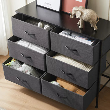 Tall Dresser Fabric Storage Tower ,Wooden Top for Kid Room, Closet, Entryway, Nursery