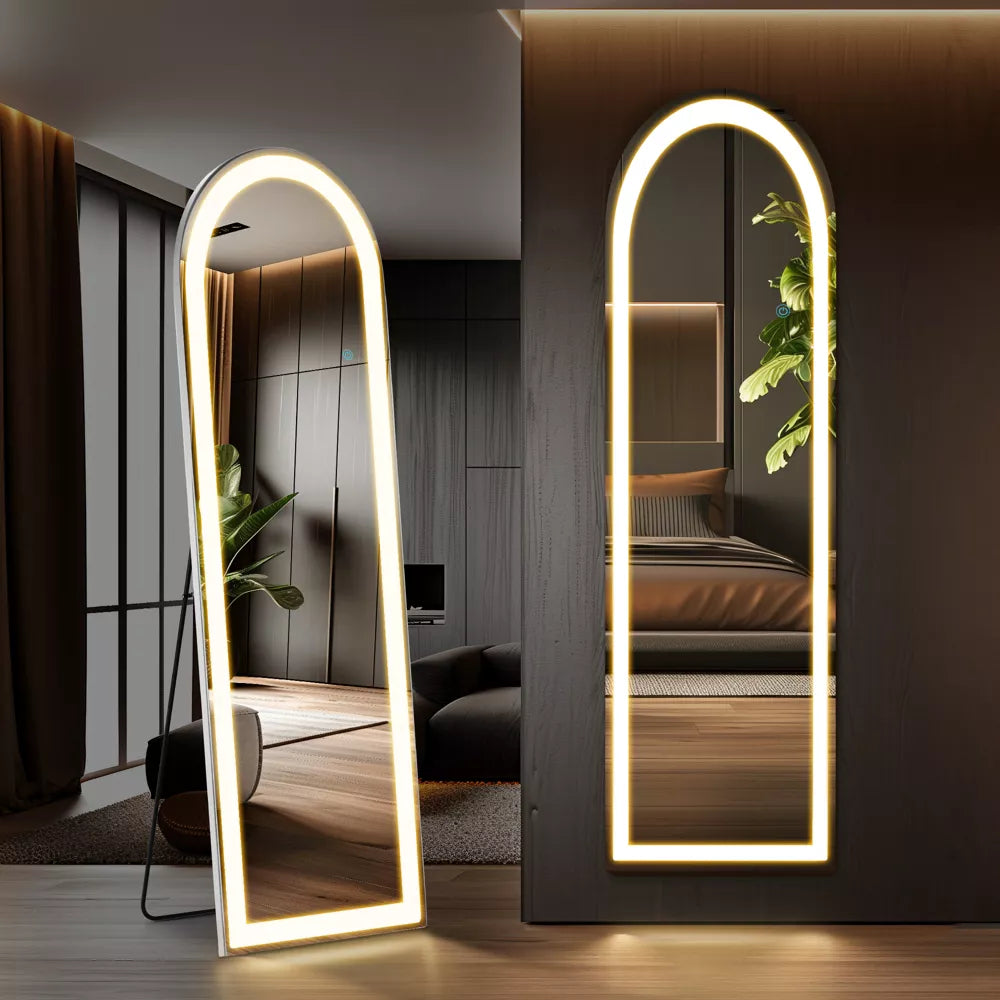 Musment 3 Color Lighting Mirror with LED Lights, Lighted Floor Standing Mirror with Stand, Wall Mounted Hanging