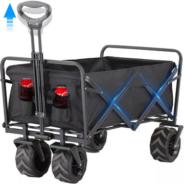 Musment Collapsible Folding Wagon Cart, Heavy Duty Foldable Wagon Cart, 350 LBS Large Capacity Garden Wagon Cart with All-Terrain Wheels