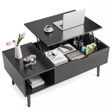 Musment Lift Tabletop Coffee Tables for Living Room with Storage Shelf and Hidden Compartment