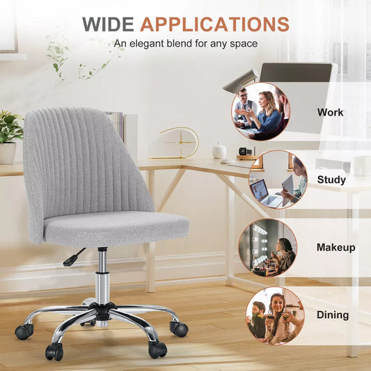 Musment Modern Fabric Armless Adjustable Swivel Office Desk Chairs with Wheels