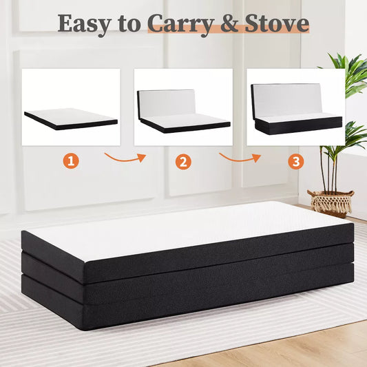 3-4 Inch Premium Tri-fold Dual Sided Memory Foam Mattress