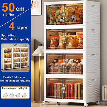 Musment Storage Bins with Lids, Foldable Plastic Storage Container with Door, Stackable Collapsible Storage Bins for Closet Organizers and Storage