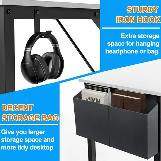 Musment Game Computer Desk with Storage, Home Office Modern Simple Style PC Table for Youth Student Adult