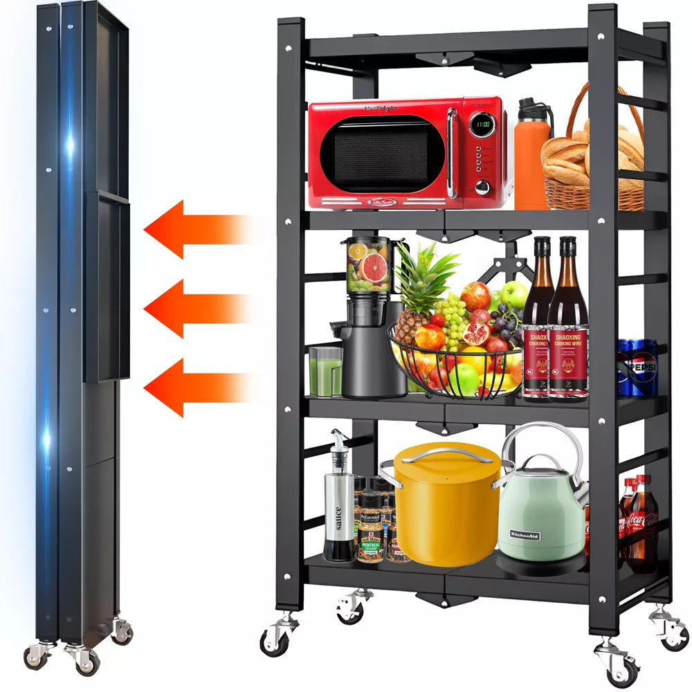 Musment Storage Shelves, 15.35"W x 15.35"D x 62.20"H Closet Organizers and Storage Foldable Metal Shelving Units for Garage Kitchen