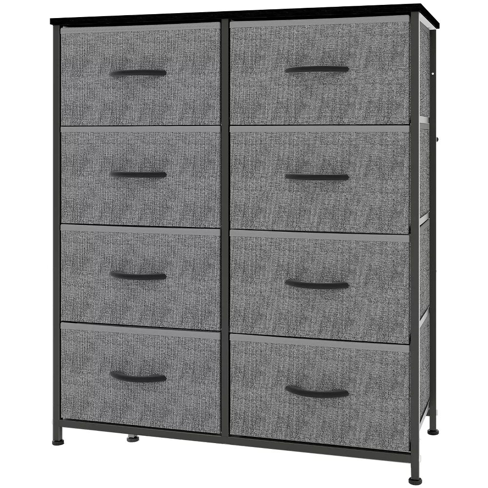 Tall Dresser Fabric Storage Tower ,Wooden Top for Kid Room, Closet, Entryway, Nursery