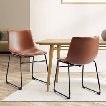 Musment Armless Industrial Faux Leather Barstools with Metal Legs and Footrest, Dining Chairs for Home Office Kitchen Island