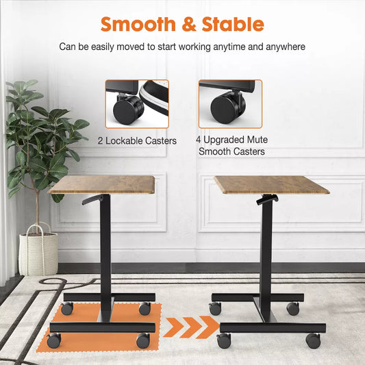 Musment Adjustable Rolling Desk Laptop Computer Cart for Home, Office