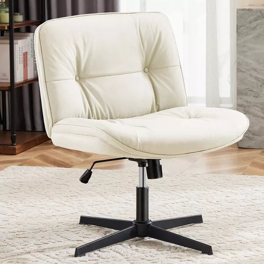 Musment Criss Cross Legged Chair, Armless Office Desk Wide Seat No Wheels, Swivel Height Adjustable Comfy