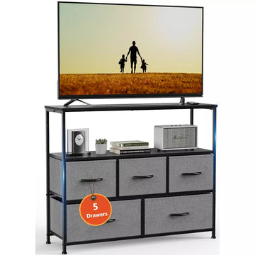 Musment Tall Dresser Fabric Storage Tower ,Wooden Top for Kid Room, Closet, Entryway,