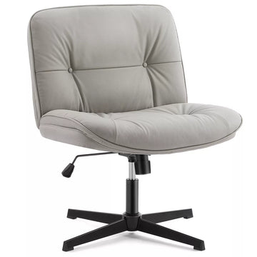Musment Criss Cross Legged Chair, Armless Office Desk Wide Seat No Wheels, Swivel Height Adjustable Comfy
