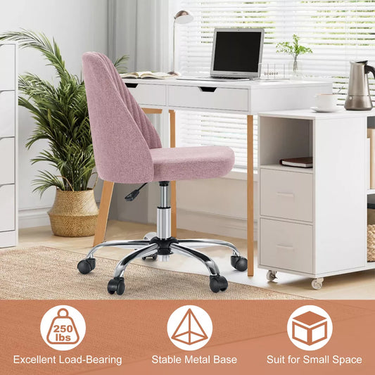 Musment Modern Fabric Armless Adjustable Swivel Office Desk Chairs with Wheels