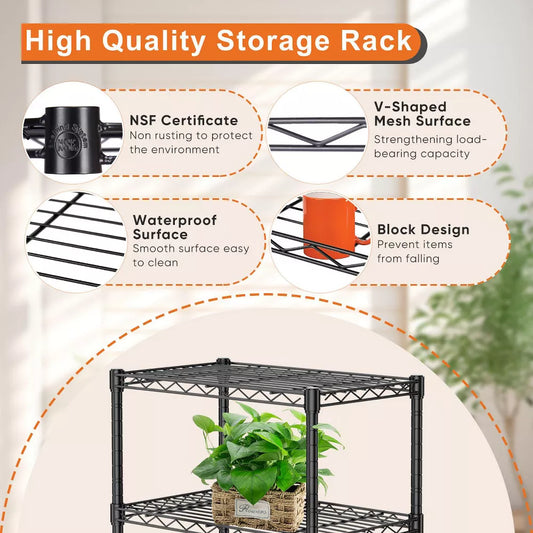 Musment Storage Shelving Unit, Adjustable Metal Wire Racks Heavy Duty Standing Shelf Organizer