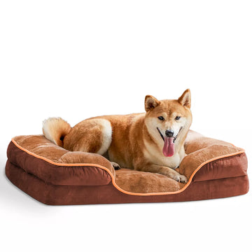 Memory Foam Pet Bed for Small Dogs & Cats with Washable Removable Cover Non-Slip Base Waterproof Liner