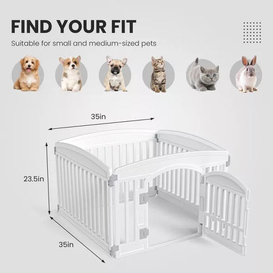 Musment Dog Playpen Safe & Secure Indoor/Outdoor Pet Fence | Folding & Portable | Ideal for Small to Medium Dogs | Easy to Clean