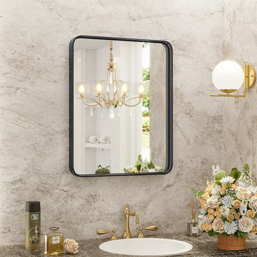 Musment Bathroom Mirror Vanity Mirror for Wall,Aluminum Alloy Framed Wall Mirror Farmhouse,Anti-Rust,Tempered Glass