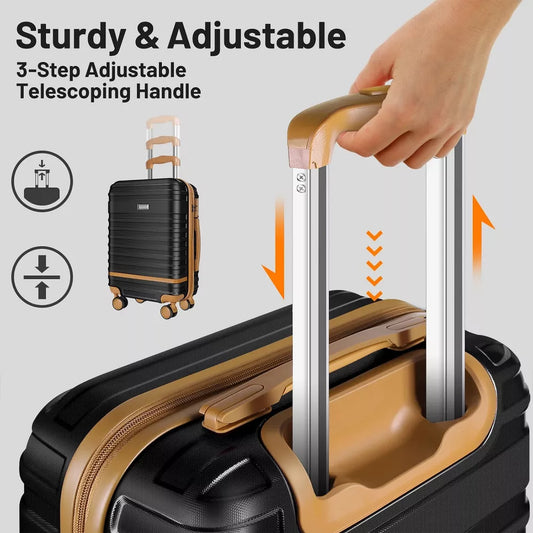 Musment 3 Pcs ABS Hardside Luggage Sets TSA Lock Spinner Wheel Suitcases, 20/24/28 Inch