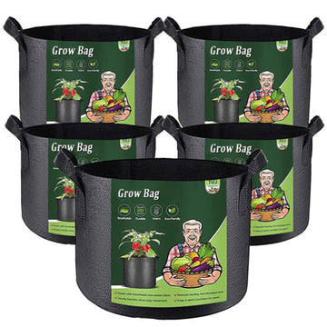 HKEEY Gallon Grow Bags, 5 Gallon Plant Bags with Handle Heavy Duty 300G Thickened Nonwoven Plant Fabric Pots with Handles（ 5-Pack ）