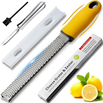 Lemon Zester & Cheese Grater-Premium Stainless Steel - A Sharp Kitchen Tool for Ginger, Garlic, Nutmeg, Chocolate, Vegetables, Fruits, Dishwasher Safe