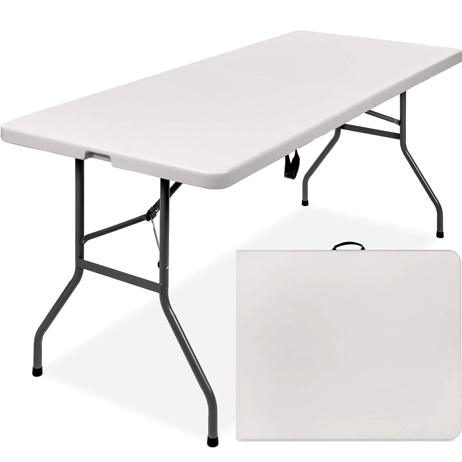 Musment 6ft Portable Plastic Folding Table for Indoor Outdoor, White