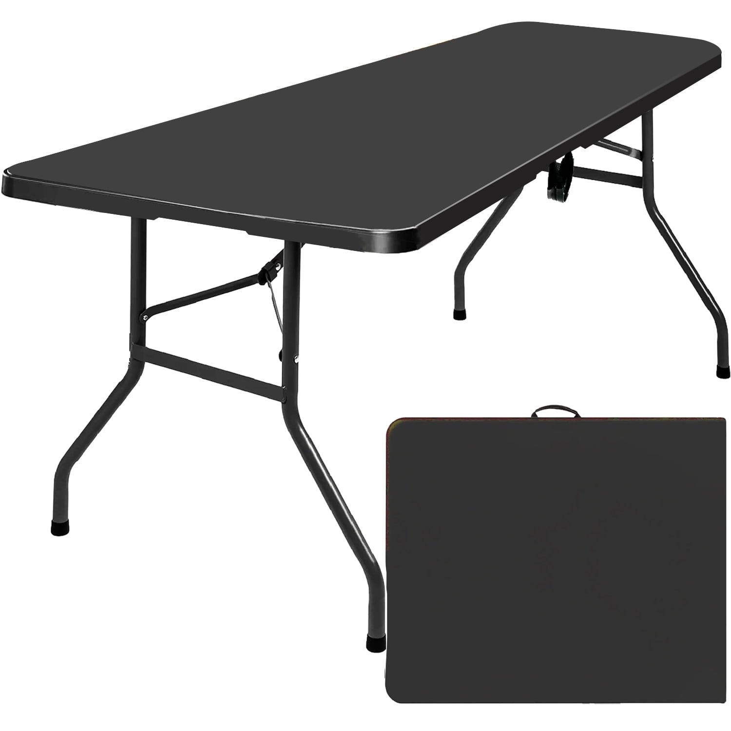 Folding Table 6ft Plastic Folding Outdoor Table, Black