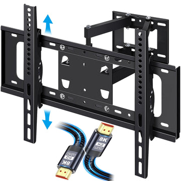 Musment Full Motion TV Wall Mount for 32-75 Inch TVs with 8K HDMI Cable,Universal TV Mount with Swivels and Tilts Hold up to 100lbs, VESA 600x400mm ,Black