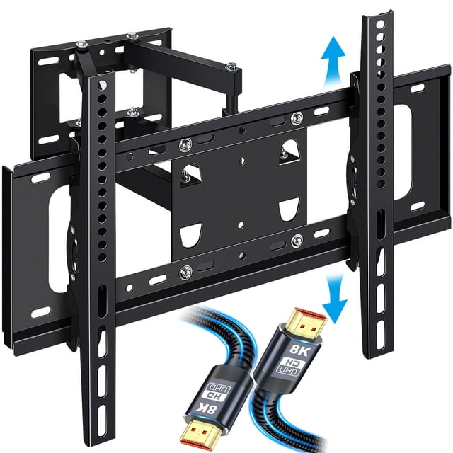 Musment Full Motion TV Wall Mount for 32-75 inch TVs Extension Leveling Hold up to 100lb Max VESA 600x400mm,TV Mounts with 8K HDMI Cable